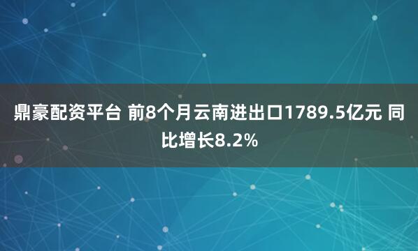 鼎豪配资平台 前8个月云南进出口1789.5亿元 同比增长8.2%