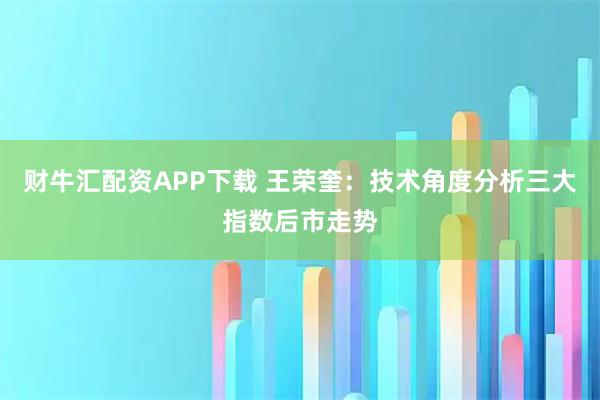 财牛汇配资APP下载 王荣奎：技术角度分析三大指数后市走势